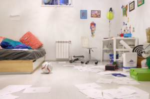 a disorganised white room